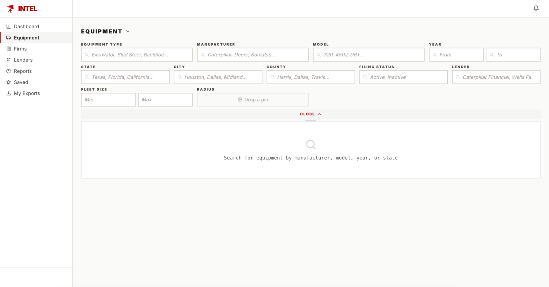 Tex Intel product interface overview